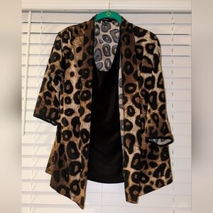 Liz McCoy Women's Cheetah Cardigan w/ Built In Blouse